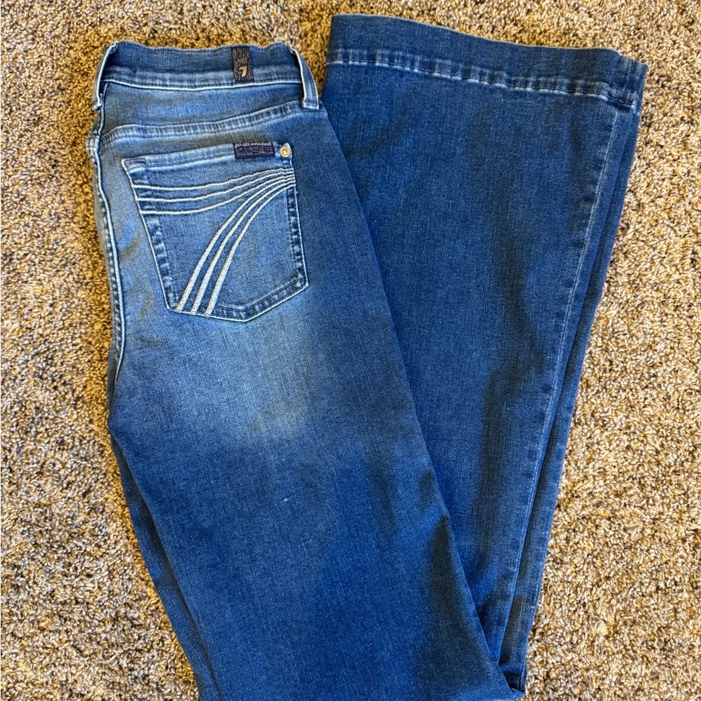 7 For All Mankind Blue Flare & Wide Leg Jeans